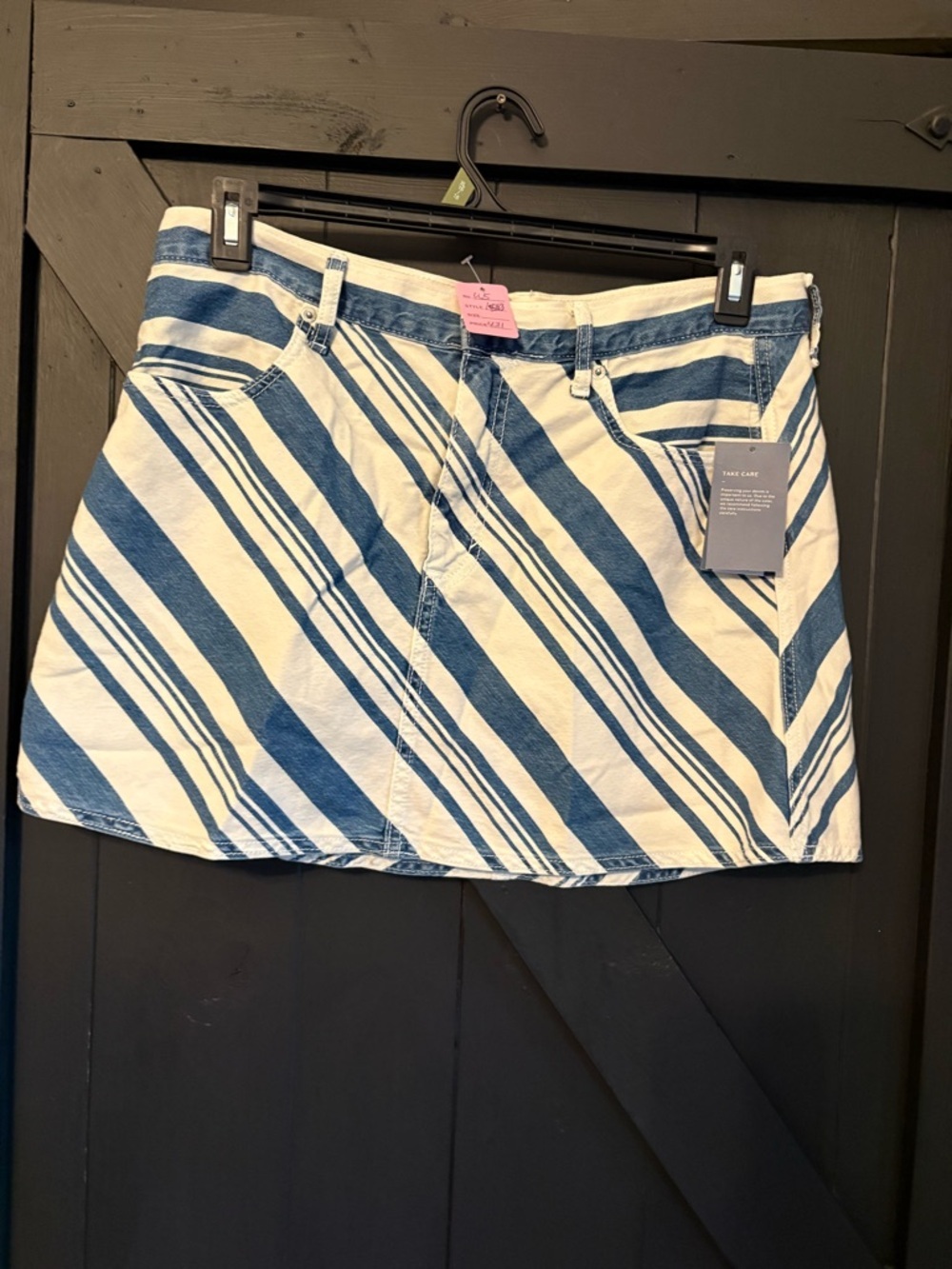 Universal Thread Blue and White Striped Mini Skirt